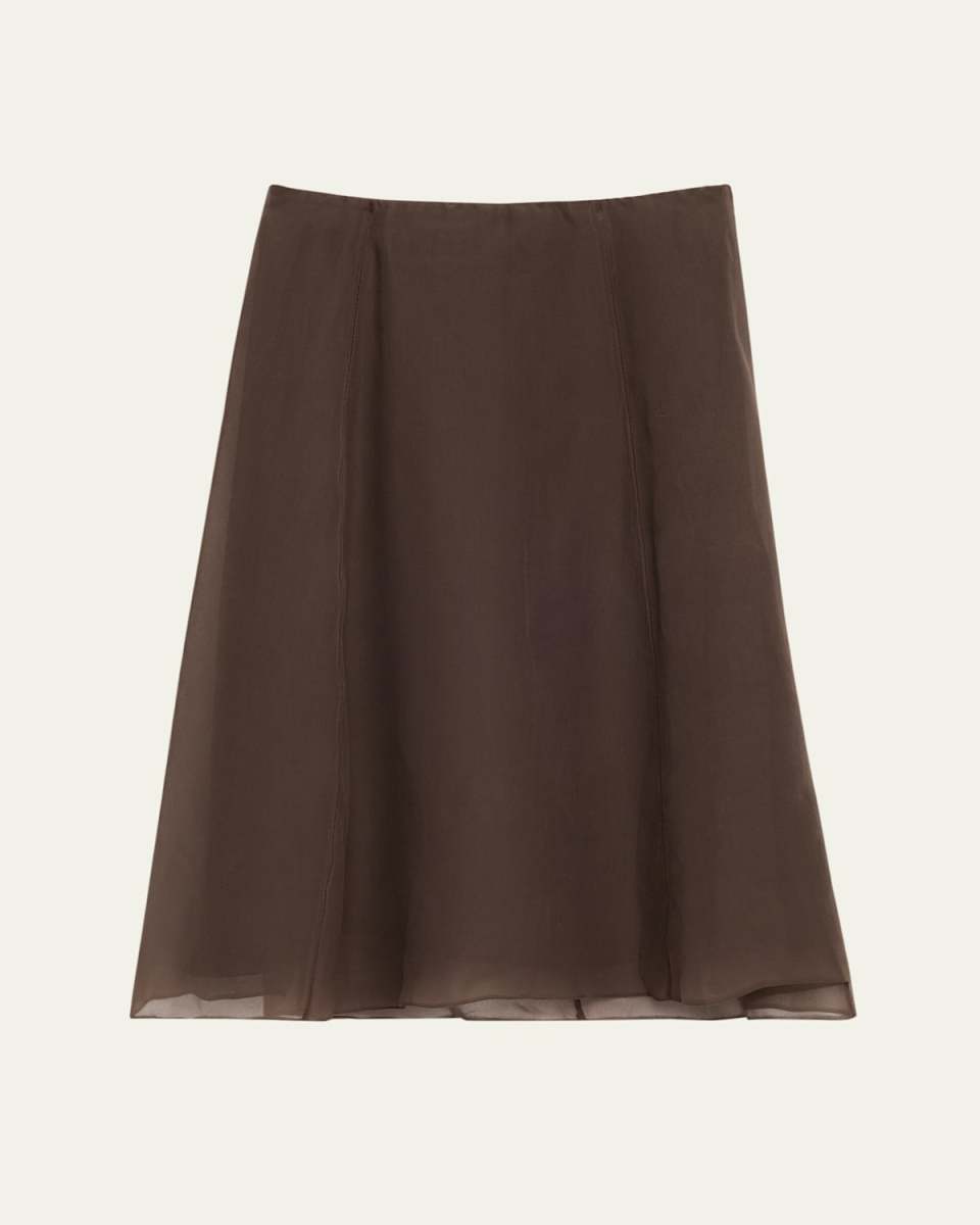 Crispy Silk Chiffon Midi Skirt